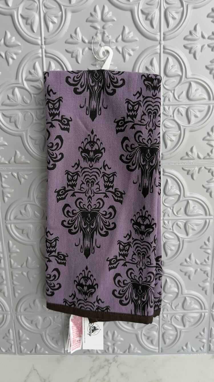 Official Disney Parks Haunted Mansion Wallpaper Kitchen Towel Purple NEW